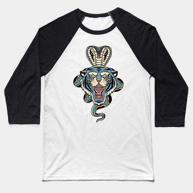 tiger and cobra tattoo Baseball T-Shirt by donipacoceng